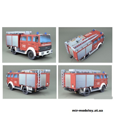 №1052 - Пожарная машина Iveco (Mondorfer Bastelbogen) из бумаги — развертка (шаблон) papercraft скачать бесплатно | Мир бумажного моделирования