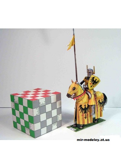 №10958 - Конный рыцарь Calenzano 1325 (54mm) (Fabrizio Prudenziati) из бумаги — развертка (шаблон) papercraft скачать бесплатно | Мир бумажного моделирования