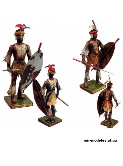№10970- Зулусский воин / Zulu warrior (Fabrizio Prudenziati) из бумаги — развертка (шаблон) papercraft скачать бесплатно | Мир бумажного моделирования