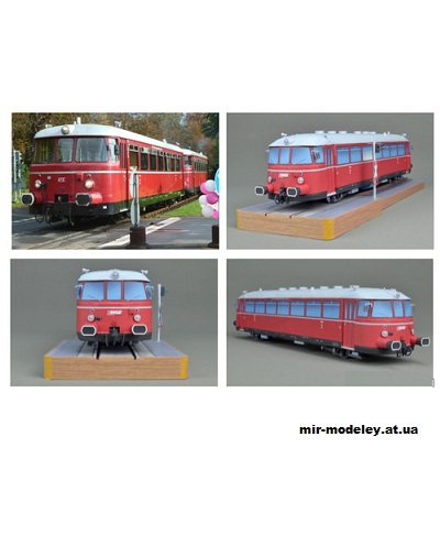 №1098 - Автомотриса Schienenbus MAN VT23 (Mondorfer Bastelbogen 46) из бумаги — развертка (шаблон) papercraft скачать бесплатно | Мир бумажного моделирования