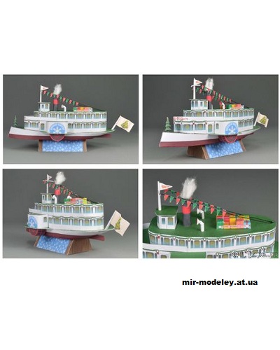 №1100 - Weihnachtsfahrt mit dem Schaufelraddampfer (SD) (Mondorfer Bastelbogen) из бумаги — развертка (шаблон) papercraft скачать бесплатно | Мир бумажного моделирования