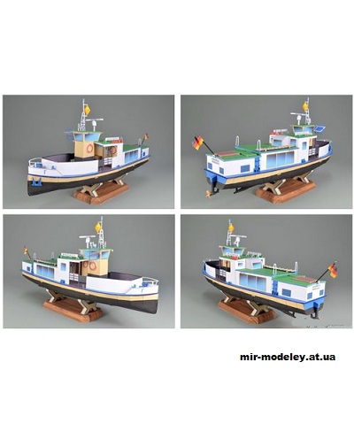 №1138 - Паром Personenfähre Marienfels (Mondorfer Bastelbogen) из бумаги — развертка (шаблон) papercraft скачать бесплатно | Мир бумажного моделирования