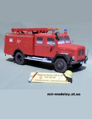 №1219 - Пожарная машина Magirus-Deutz 150 D 10 TLF 16/25 „Micki“ (Mondorfer Bastelbogen) из бумаги — развертка (шаблон) papercraft скачать бесплатно | Мир бумажного моделирования