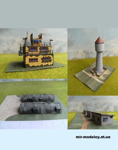 №12290 - World War II Airfield Buildings (Currell Graphics) из бумаги — развертка (шаблон) papercraft скачать бесплатно | Мир бумажного моделирования