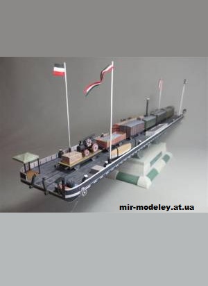 №1265 - Железнодорожный паром с вагонами / Trajekt Bonn Oberkassel (Mondorfer Bastelbogen) из бумаги — развертка (шаблон) papercraft скачать бесплатно | Мир бумажного моделирования