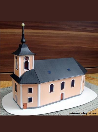 №12858 - Kostel v obci Jámy (Pavel Styl) из бумаги — развертка (шаблон) papercraft скачать бесплатно | Мир бумажного моделирования