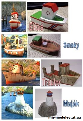 №12908 - Eliáš, Smaky, Trauler a maják (Záchranná loďka Eliáš) из бумаги — развертка (шаблон) papercraft скачать бесплатно | Мир бумажного моделирования