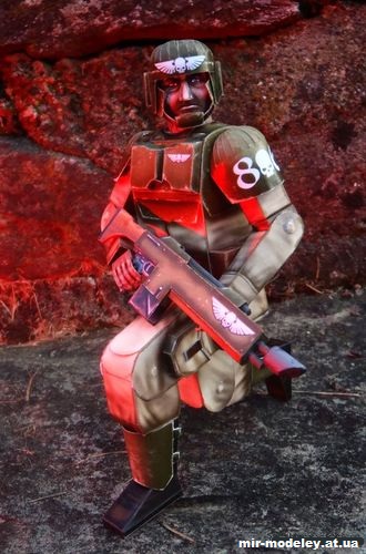№13199 - Кадийский солдат / Cadian trooper (Warhammer 40K) (PR Models) из бумаги — развертка (шаблон) papercraft скачать бесплатно | Мир бумажного моделирования