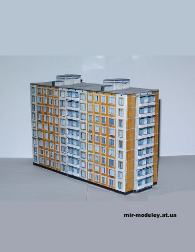 №13566 - Панельный дом серии II-49Д (Mungojerrie) из бумаги — развертка (шаблон) papercraft скачать бесплатно | Мир бумажного моделирования