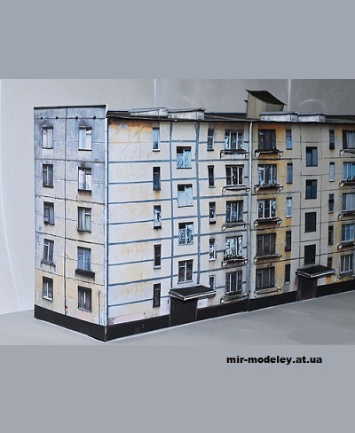 №13567 - Панельный дом серии Г-3И (Mungojerrie) из бумаги — развертка (шаблон) papercraft скачать бесплатно | Мир бумажного моделирования