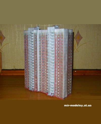 №13568 - 22-этажный панельный дом серии КОПЭ (Mungojerrie) из бумаги — развертка (шаблон) papercraft скачать бесплатно | Мир бумажного моделирования