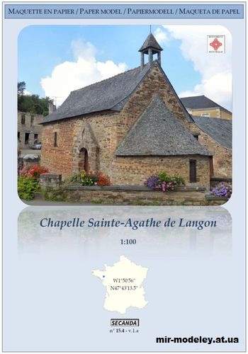 №13920 - Часовня Сент-Агат, Ланган / Chapelle Ste-Agathe, de Langon (Secanda) из бумаги — развертка (шаблон) papercraft скачать бесплатно | Мир бумажного моделирования