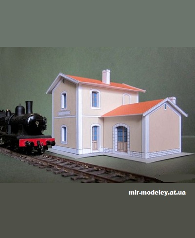 №14344 - Жд станция / Une halte qui sent bon la noisette (Cles pour le train miniature 02) из бумаги — развертка (шаблон) papercraft скачать бесплатно | Мир бумажного моделирования
