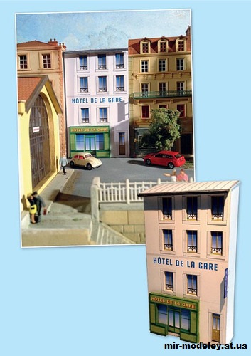 №14347 - Привокзальный отель / Hotel de la gare (Cles pour le train miniature 05) из бумаги — развертка (шаблон) papercraft скачать бесплатно | Мир бумажного моделирования