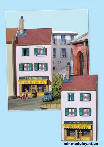 №14349 - Булочная / La boulangerie Pinchot (Cles pour le train miniature 07) из бумаги — развертка (шаблон) papercraft скачать бесплатно | Мир бумажного моделирования
