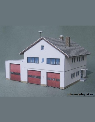№1435 - Пожарное депо в Мондорфе / Feuerwache Mondorf (Mondorfer Bastelbogen) из бумаги — развертка (шаблон) papercraft скачать бесплатно | Мир бумажного моделирования