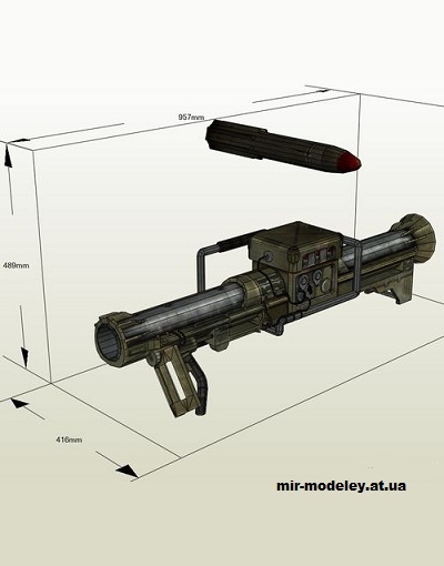 №14598 - Гранатомёт (Fallout 3) из бумаги — развертка (шаблон) papercraft скачать бесплатно | Мир бумажного моделирования