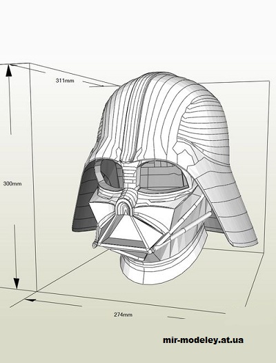 №14702 - Шлем Дарта Вейдера / Darth Vader helmet (Star Wars - AromiS) из бумаги — развертка (шаблон) papercraft скачать бесплатно | Мир бумажного моделирования