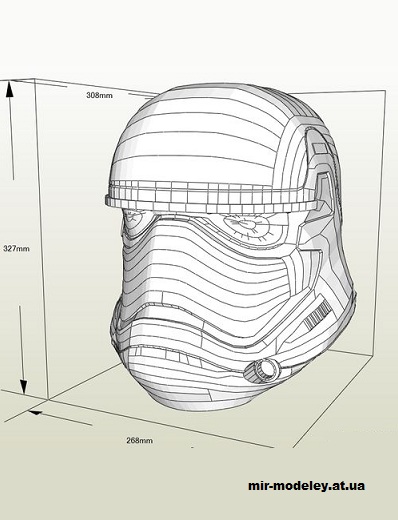 №14717 - Шлем штурмовика / Stormtrooper Helmet (Star Wars Episode VII: The Force Awakens) из бумаги — развертка (шаблон) papercraft скачать бесплатно | Мир бумажного моделирования