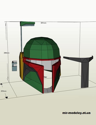 №14728 - Шлем Боба Фетта / Boba Fett Helmet (Star Wars) из бумаги — развертка (шаблон) papercraft скачать бесплатно | Мир бумажного моделирования
