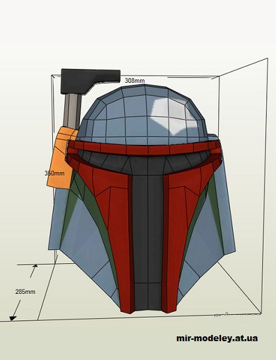 №14751 - Шлем Боба Фетта / Boba Fett Helmet (Star Wars) из бумаги — развертка (шаблон) papercraft скачать бесплатно | Мир бумажного моделирования