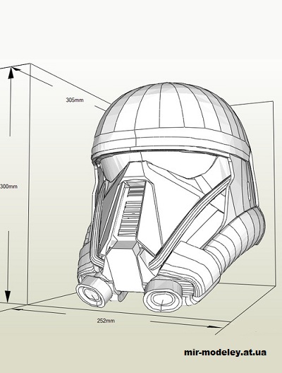 №14758 - Шлем штурмовика (Star Wars - Bravo) из бумаги — развертка (шаблон) papercraft скачать бесплатно | Мир бумажного моделирования