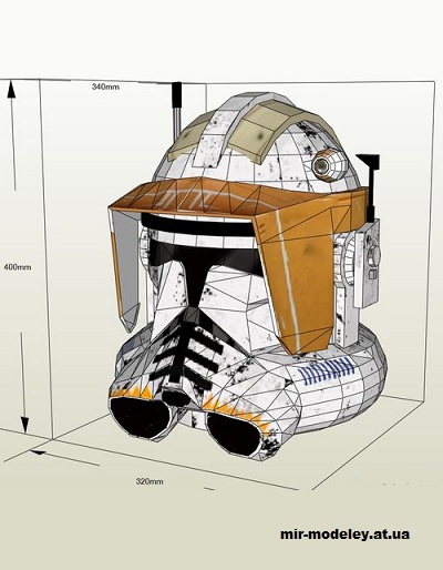 №14788 - Шлем Клон-коммандера Коди / Commander Cody Helmet (Star Wars) из бумаги — развертка (шаблон) papercraft скачать бесплатно | Мир бумажного моделирования