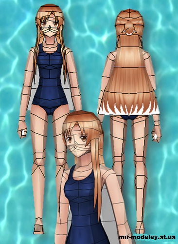 №14803 - Асума в купальнике / Asuna Swimsuit (Sword Art Online) из бумаги — развертка (шаблон) papercraft скачать бесплатно | Мир бумажного моделирования