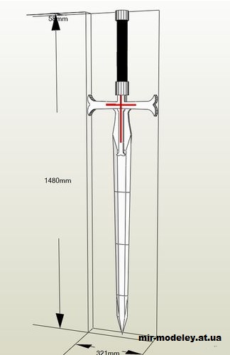 №14806 - Меч Хитклифа / Heathcliff Sword (Sword Art Online) из бумаги — развертка (шаблон) papercraft скачать бесплатно | Мир бумажного моделирования