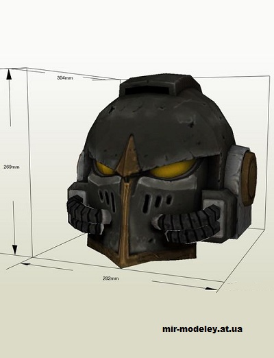 №14820 - Шлем Железного Воина / Iron Warriors Helmet (Warhammer 40000) из бумаги — развертка (шаблон) papercraft скачать бесплатно | Мир бумажного моделирования