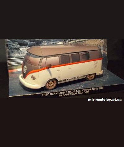 №1483 - Fred Barnhard’s VW/Porsche T1 Race-taxi: The Porsche Bi-turbo Bus (Paperdiorama) из бумаги — развертка (шаблон) papercraft скачать бесплатно | Мир бумажного моделирования