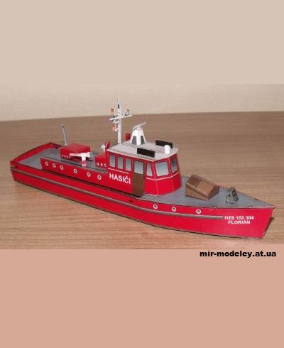 №1485 - Пожарный катер / Fire Boat Florian (P. Bestr) из бумаги — развертка (шаблон) papercraft скачать бесплатно | Мир бумажного моделирования
