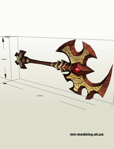 №14951 - Двуручный топор Обезглавливатель Аргуса / Argus Decapitator (World of Warcraft) из бумаги — развертка (шаблон) papercraft скачать бесплатно | Мир бумажного моделирования