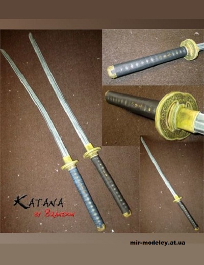 №15646 - Катана (Brandon) из бумаги — развертка (шаблон) papercraft скачать бесплатно | Мир бумажного моделирования
