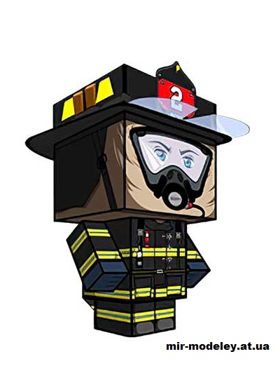 №15709 - FDNY Firefighter (cubeecraft) из бумаги — развертка (шаблон) papercraft скачать бесплатно | Мир бумажного моделирования