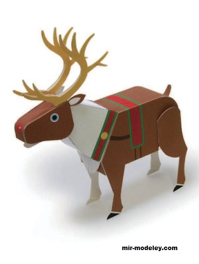 №17344 - Новогодний олень (Kirin) из бумаги — развертка (шаблон) papercraft скачать бесплатно | Мир бумажного моделирования