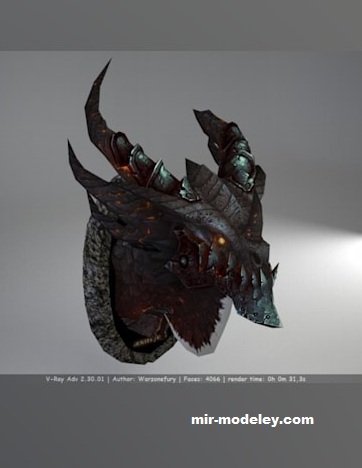 №17505 - Дракон Смертокрыл / Buste Deathwing (Paperwar) из бумаги — развертка (шаблон) papercraft скачать бесплатно | Мир бумажного моделирования