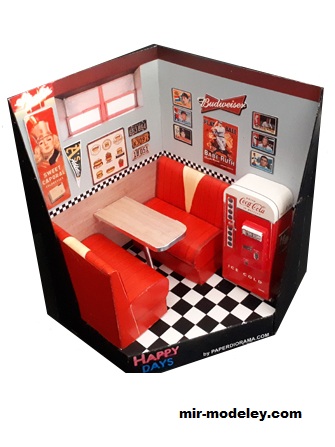 №17594 - HAPPY DAYS CORNER (Paperdiorama) из бумаги — развертка (шаблон) papercraft скачать бесплатно | Мир бумажного моделирования