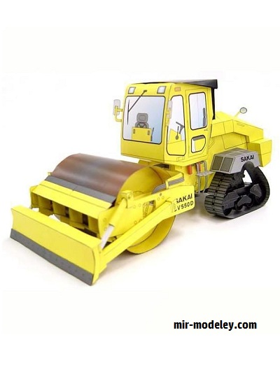 №17825 - Грунтовый каток SAKAI CV550D (Sakai) из бумаги — развертка (шаблон) papercraft скачать бесплатно | Мир бумажного моделирования