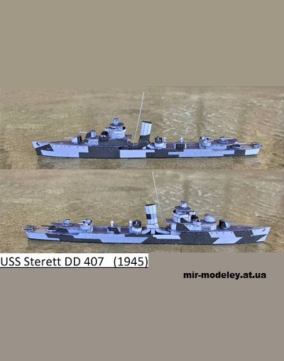 №224 - Эскадренный миноносец типа «Бенхэм» USS Sterett / USS Sterett DD407 (Wayne McCullough) из бумаги — развертка (шаблон) papercraft скачать бесплатно | Мир бумажного моделирования