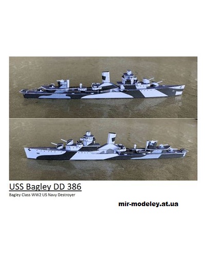 №228 - Эскадренный миноносец «Бэгли» / USS Bagley, DD 386 (Wayne McCullough) из бумаги — развертка (шаблон) papercraft скачать бесплатно | Мир бумажного моделирования