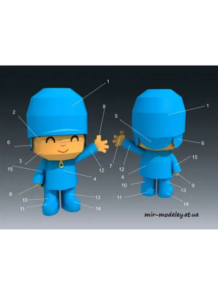 №4415 - Pocoyo (Paper-Replika) из бумаги — развертка (шаблон) papercraft скачать бесплатно | Мир бумажного моделирования