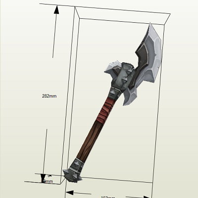535 2h axe from torchlight bongo papercraft iz bumagi razvertka shablon papercraft skachat besplatno mir bumazhnogo modelirovanija 07ed706.png