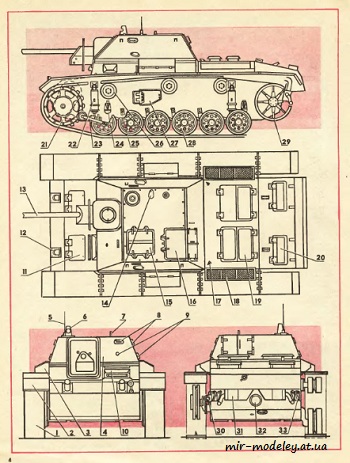 №8584 - САУ-76 и САУ-122И (ЮТ - Для умелых рук 10/1990) из бумаги — развертка (шаблон) papercraft скачать бесплатно | Мир бумажного моделирования