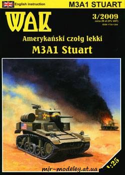 №887 - Легкий танк M3A1 Stuart (WAK 3/2009) из бумаги — развертка (шаблон) papercraft скачать бесплатно | Мир бумажного моделирования
