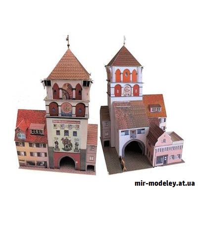 №9233 - Lindauer Tor (Dieter Welz / Ausschneide Bogen 02) из бумаги — развертка (шаблон) papercraft скачать бесплатно | Мир бумажного моделирования