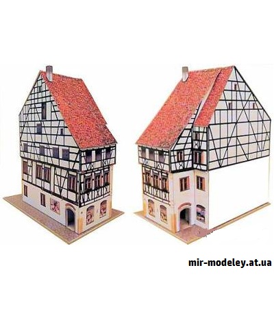 №9235 - Das Fachwerkhaus in der Schmiedstraße in Wangen/Allgäu (Dieter Welz / Ausschneide Bogen 04) из бумаги — развертка (шаблон) papercraft скачать бесплатно | Мир бумажного моделирования