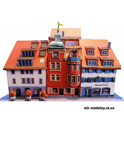 №9260 - Bindstraßenzeile Wangen/Allgäu (Dieter Welz / Ausschneide Bogen 29) из бумаги — развертка (шаблон) papercraft скачать бесплатно | Мир бумажного моделирования