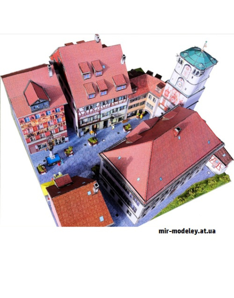 №9265 - Frauentor-Areal Wangen/Allgäu (Dieter Welz / Ausschneide Bogen 34) из бумаги — развертка (шаблон) papercraft скачать бесплатно | Мир бумажного моделирования
