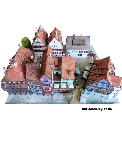 №9271 - Fischerviertel Ulm/Donau (Dieter Welz / Ausschneide Bogen 40) из бумаги — развертка (шаблон) papercraft скачать бесплатно | Мир бумажного моделирования